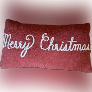 Festive Merry Christmas Red Holiday Pillow
